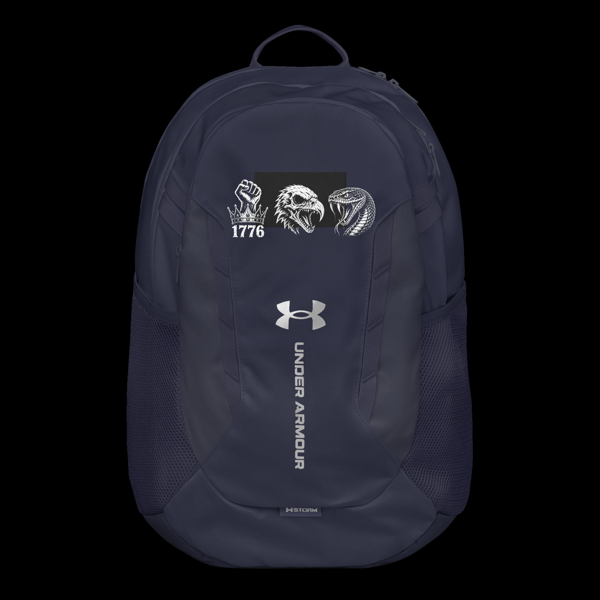 Midnight Navy backpack with 1776 rebellion decals