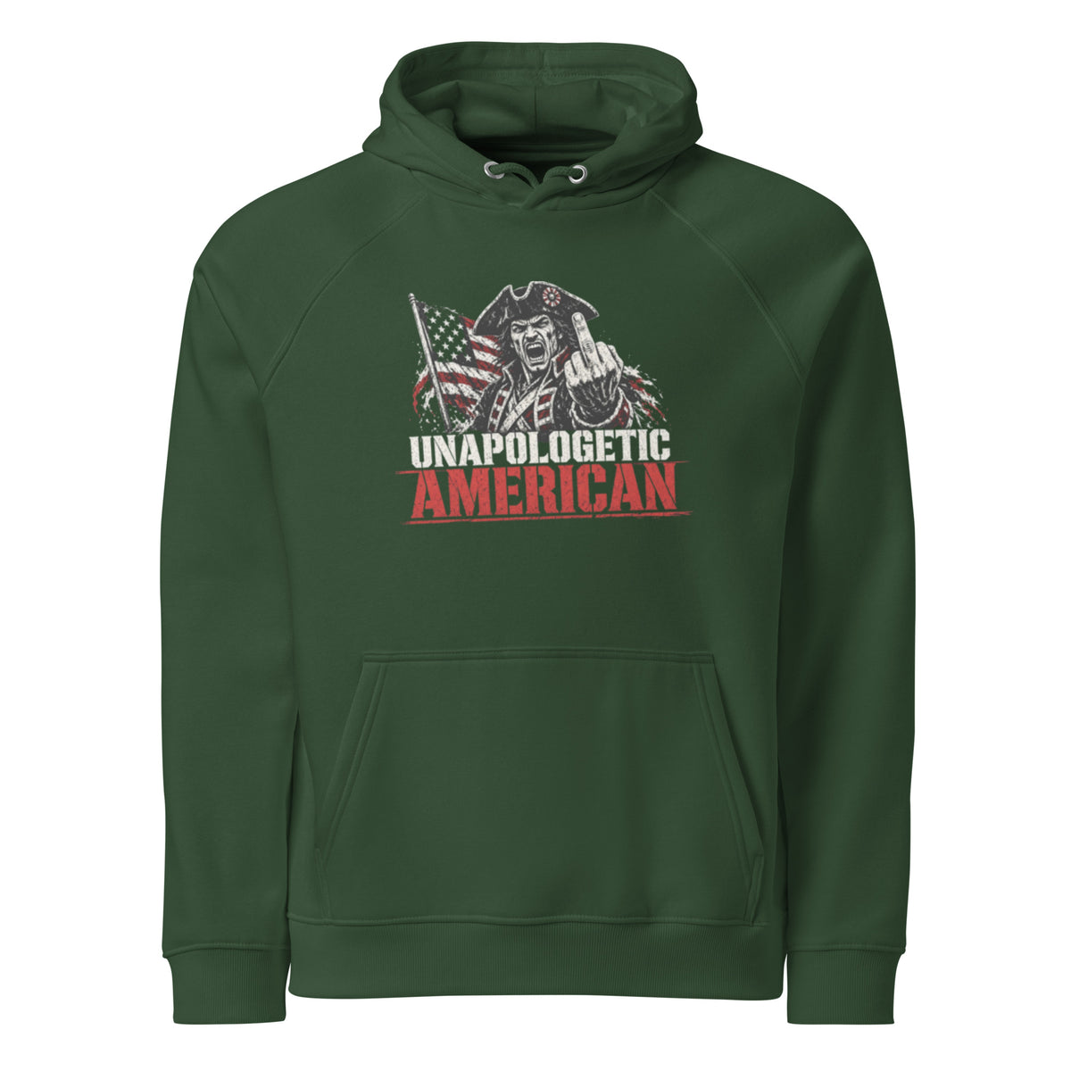 Unapologetic American Hoodie — Bottle Green front | Rattler Republic