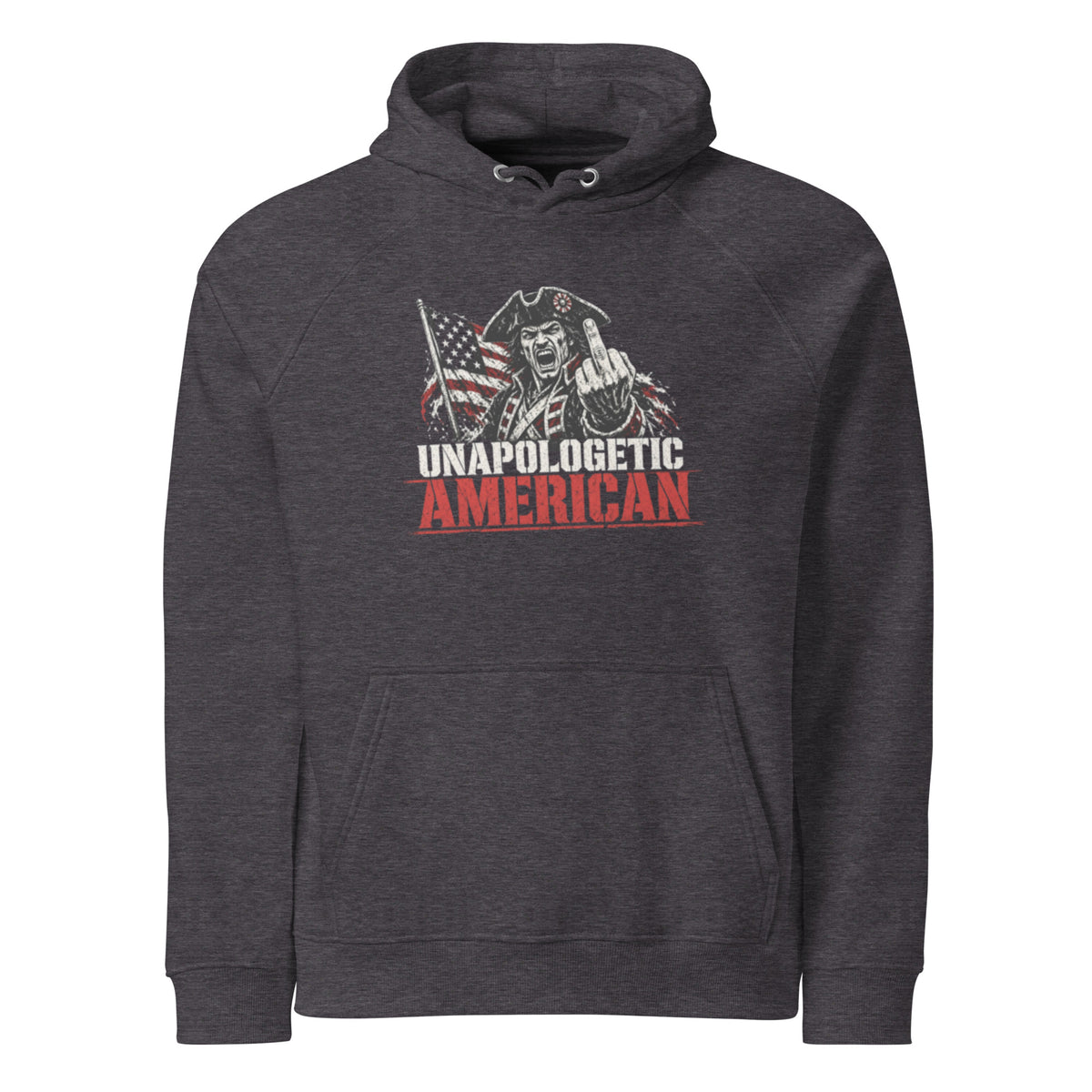 Unapologetic American Hoodie — Charcoal Melange front | Rattler Republic