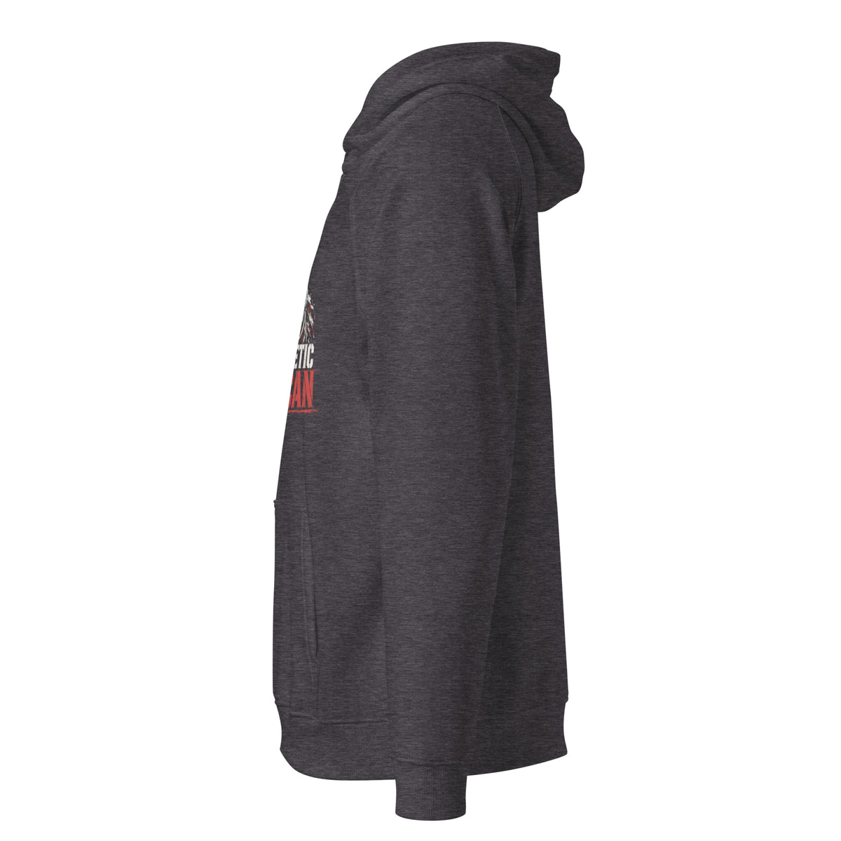 Unapologetic American Hoodie — Charcoal Melange left front | Rattler Republic
